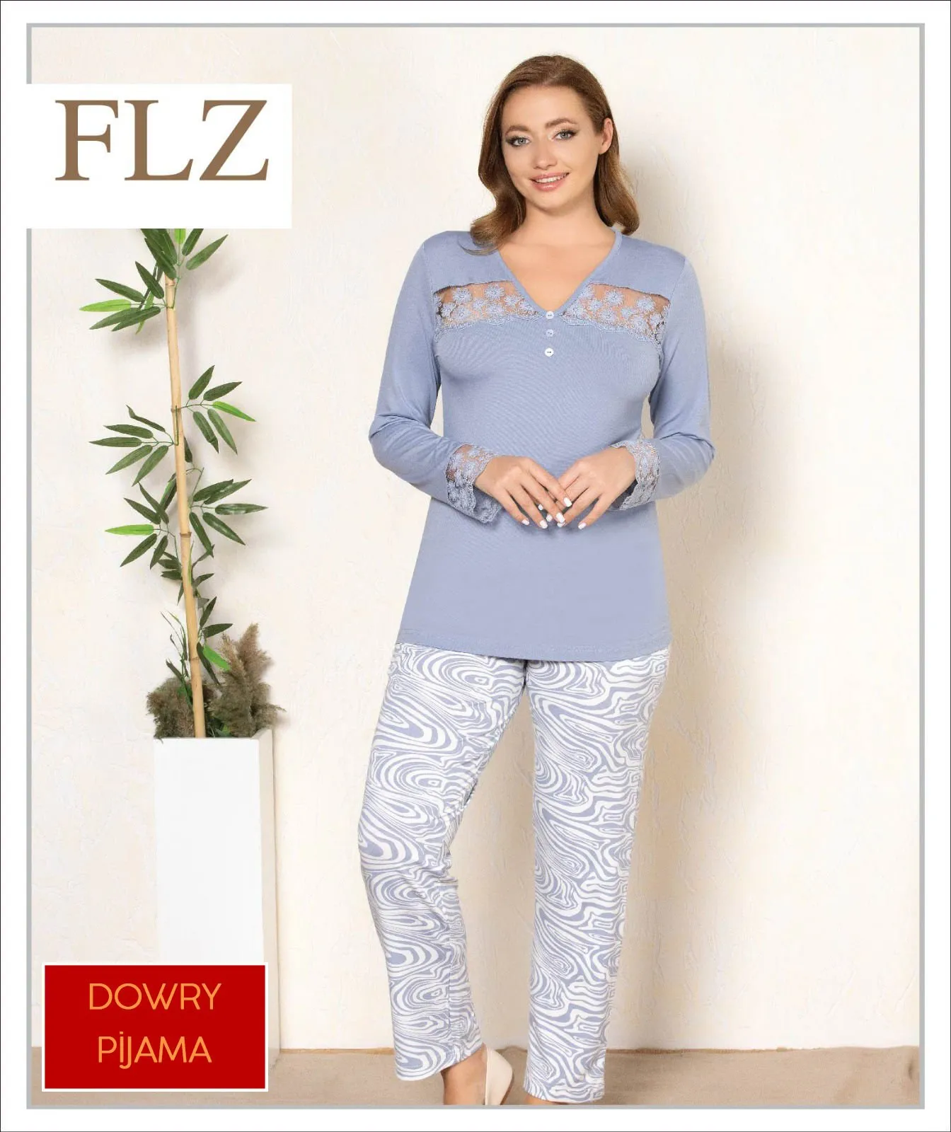 Flz 89-42 Bayan Uzun Kollu Pijama Takımı (S-M-L-XL) 4'lü