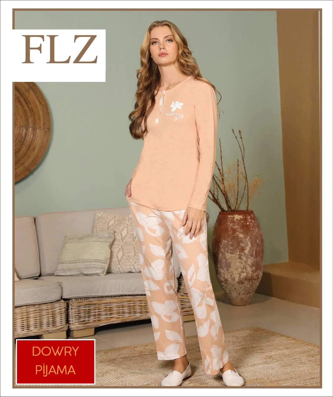 Flz 89-91 Bayan Uzun Kollu Pijama Takımı (S-M-L-XL) 4'lü