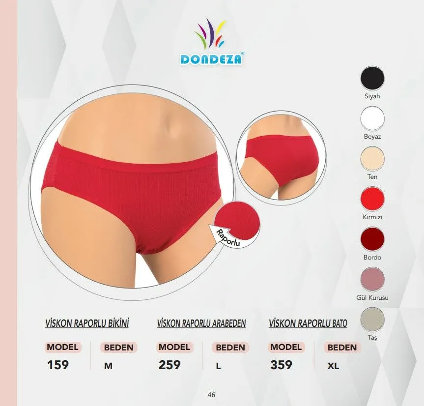 Dondeza 259 Viskon Fitilli Raporlu Bayan Ara Beden Bikini 12'li