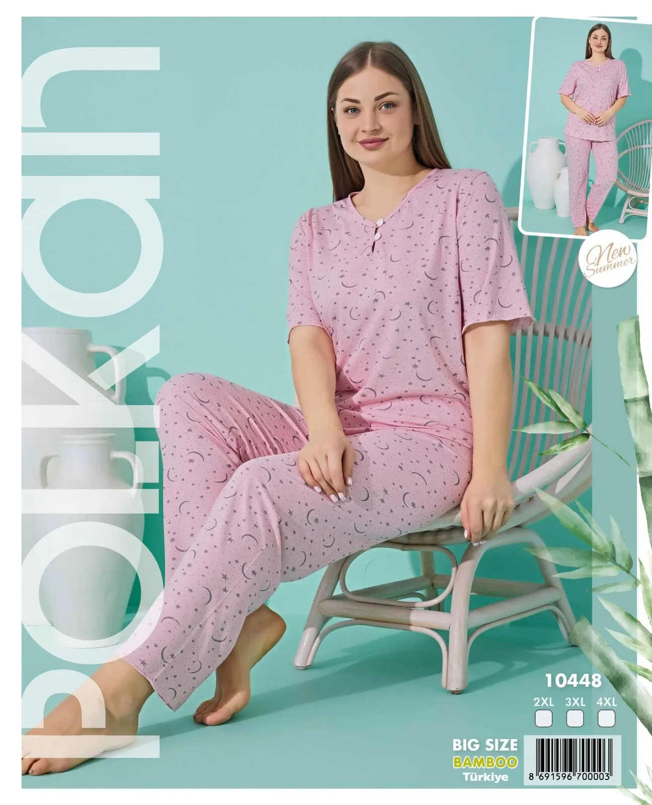 Polkan 10448 Kısa Kollu Battal Beden Bayan Pijma Takımı