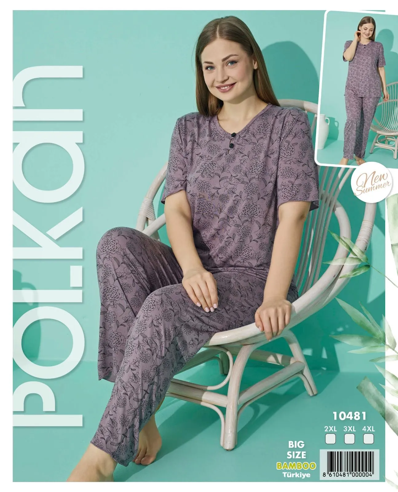 Polkan 10481 Kısa Kollu Battal Beden Bayan Pijma Takımı