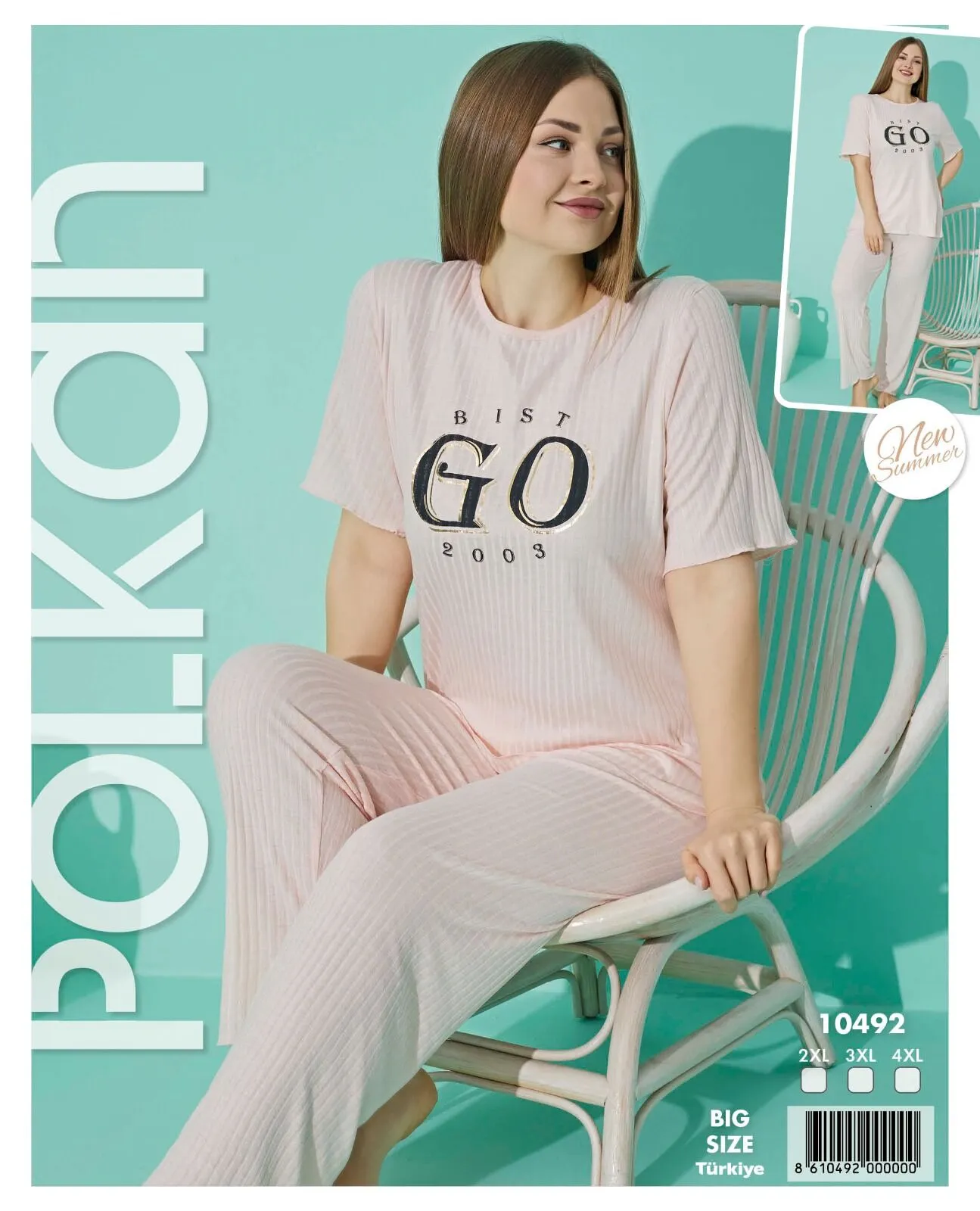 Polkan 10492 Kısa Kollu Battal Beden Bayan Pijma Takımı