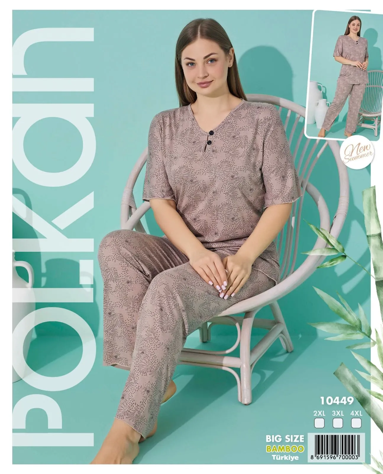 Polkan 10449 Kısa Kollu Battal Beden Bayan Pijma Takımı