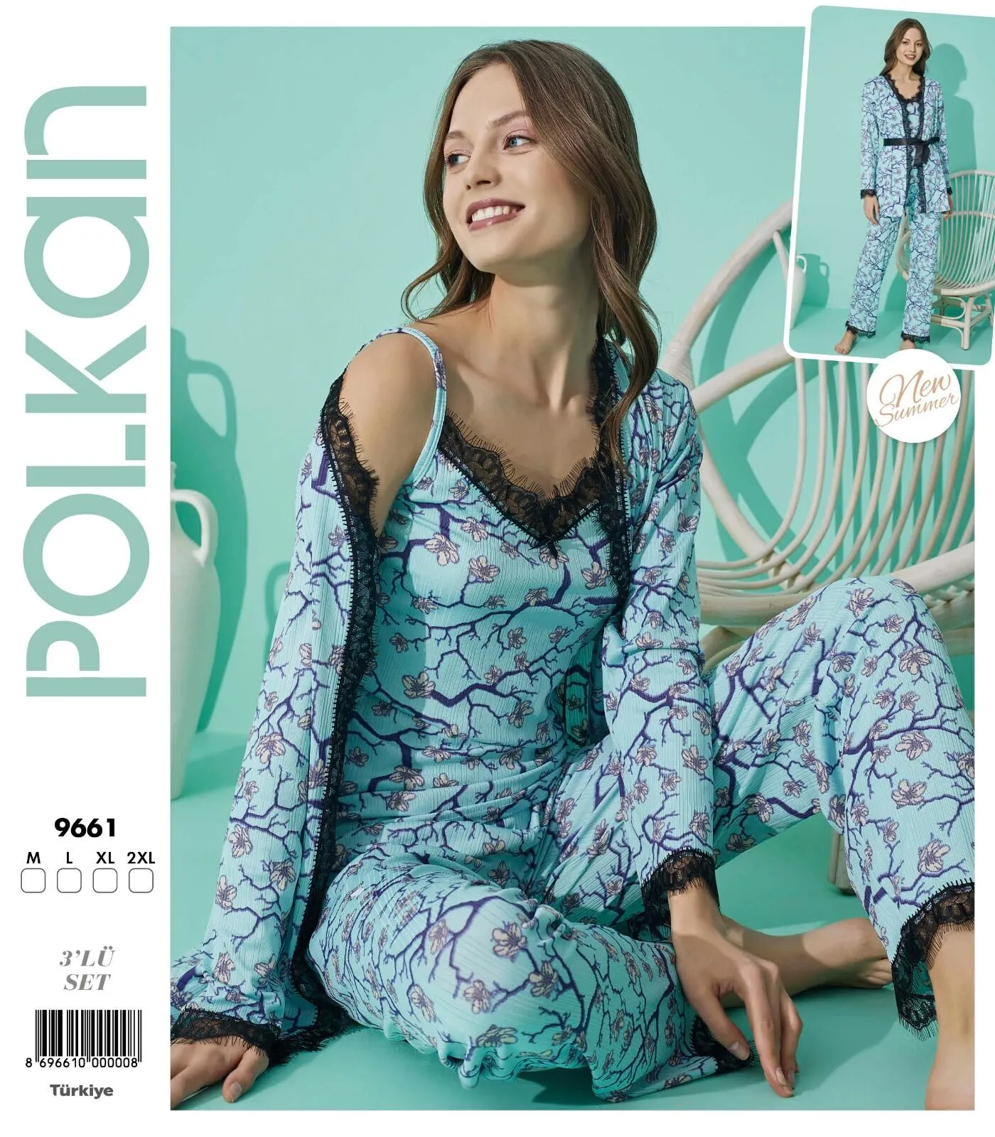 Polkan 9661 Pegasus 3'lü Bayan Pijama Takımı