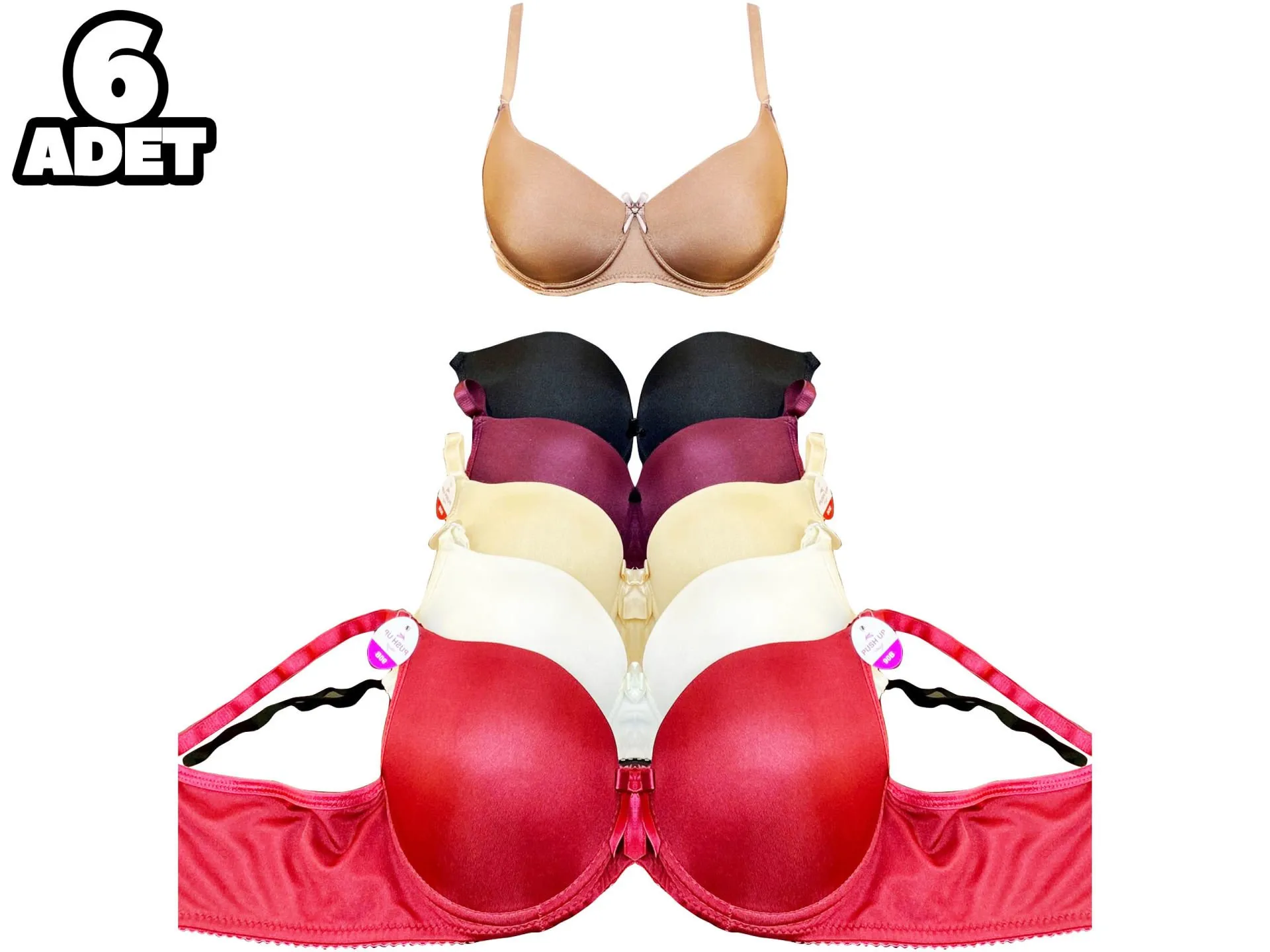 Aysemin 5024 B Cup Balenli Destekli Bayan Sütyen 6'lı